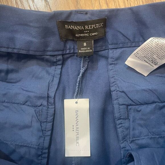 NWT Banana Republic Navy Blue Authentic Chino Nautical Tie Waist Shorts Size 8 - Picture 5 of 8